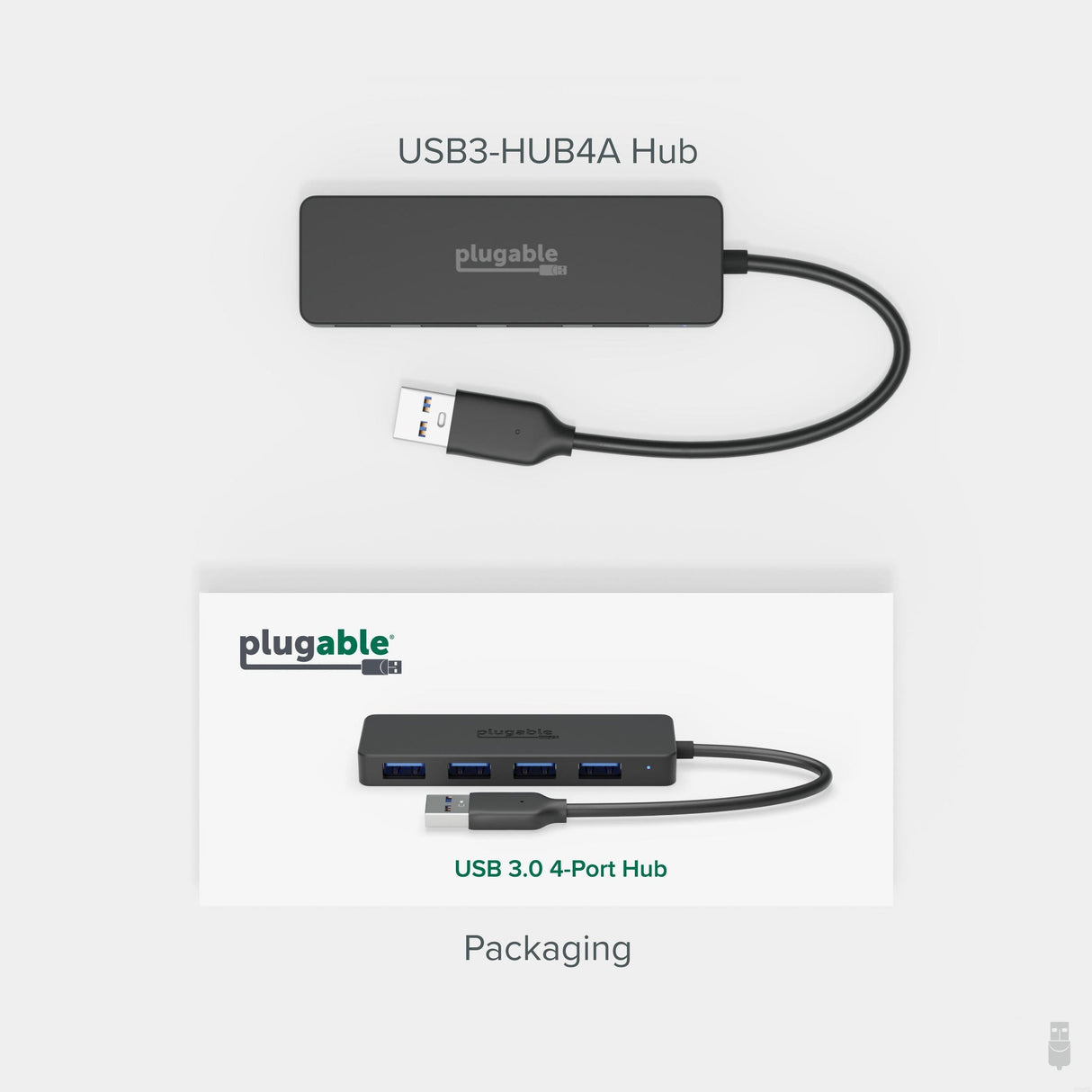 Plugable Technologies 4 Port USB Hub 3.0, USB Splitter for Laptop, Compatible with Windows, Surface Pro, PC, Chromebook, Linux, Android, Charging Not Supported