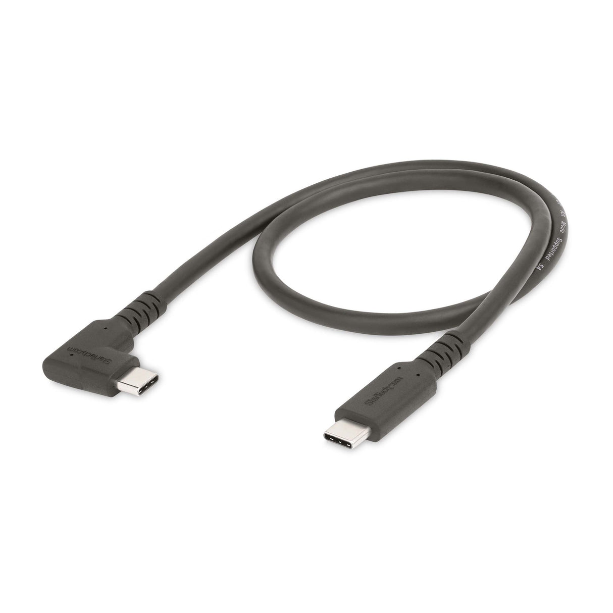 StarTech.com 1.6ft (50cm) Rugged Right Angle USB-C Cable, USB 3.2 Gen 2 (10 Gbps), Full-Featured USB C to C Data transfer Cable, 4K 60Hz DP Alt Mode, 100W Power Delivery - 90 Degree USB Type-C Cable