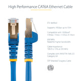 StarTech.com 1m CAT6a Ethernet Cable - 10 Gigabit Shielded Snagless RJ45 100W PoE Patch Cord - 10GbE STP Network Cable w/Strain Relief - Blue Fluke Tested/Wiring is UL Certified/TIA