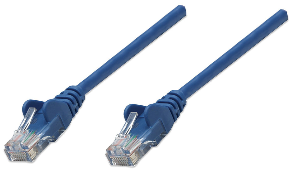 Intellinet Network Patch Cable, Cat5e, 1.5m, Blue, CCA, U/UTP, PVC, RJ45, Gold Plated Contacts, Snagless, Booted, Lifetime Warranty