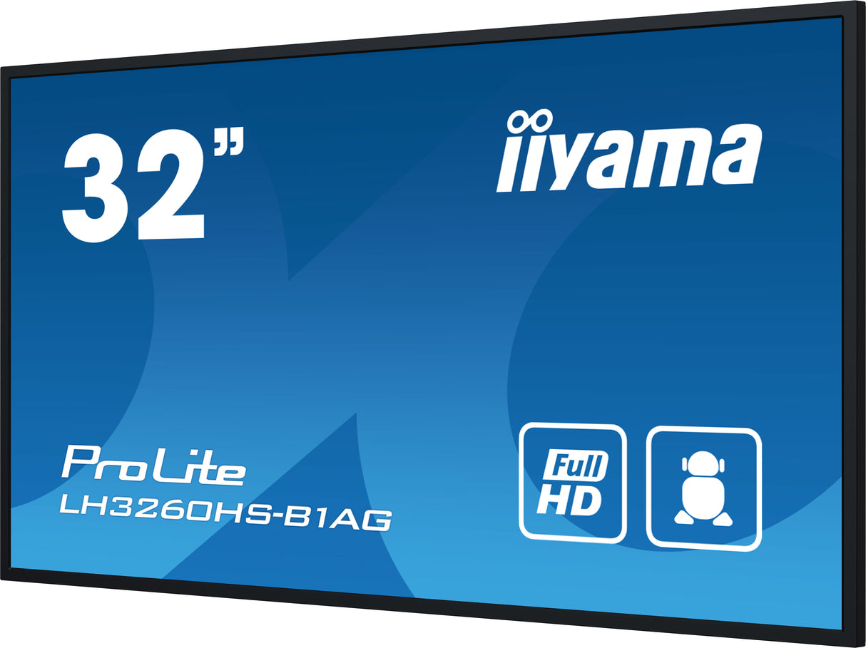 iiyama LH3260HS-B1AG Signage Display Digital A-board 80 cm (31.5") LED Wi-Fi 500 cd/m² Full HD Black Built-in processor Android 11 24/7