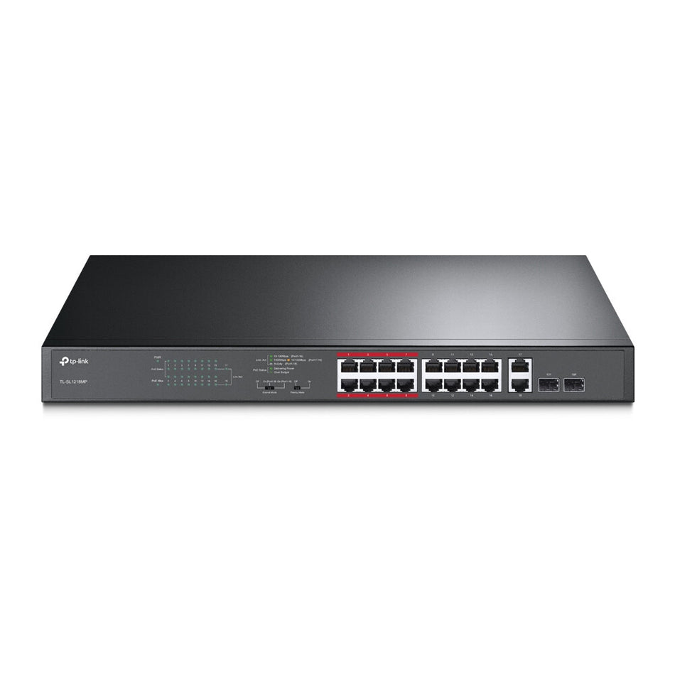 TP-Link 16-Port 10/100Mbps + 2-Port Gigabit Unmanaged PoE Switch