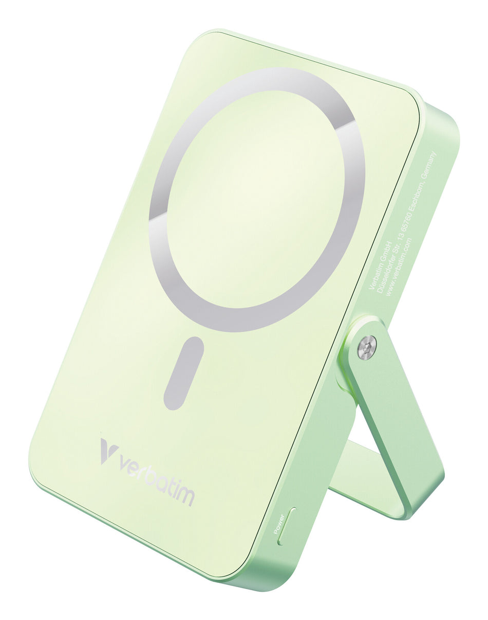 Verbatim Charge 'n' Go Magnetic Wireless Power Bank with stand - 10000 mAh Green