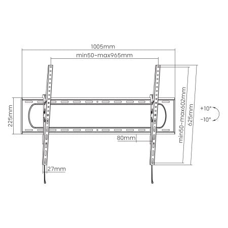 Manhattan TV & Monitor Mount, Wall, Tilt, 1 screen, Screen Sizes: 60-120", Black, VESA 50x50 to 900x600mm, Max 120kg, LFD, Lifetime Warranty