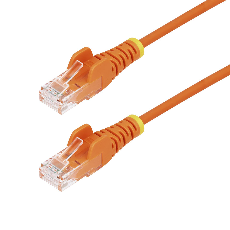 StarTech.com 1m Orange Slim CAT6 Ethernet Cable, Snagless, 100W PoE, UTP, LSZH, 28AWG Pure Bare Copper Wire, Slim RJ45 Network Patch Cord w/Strain Reliefs, Fluke Tested