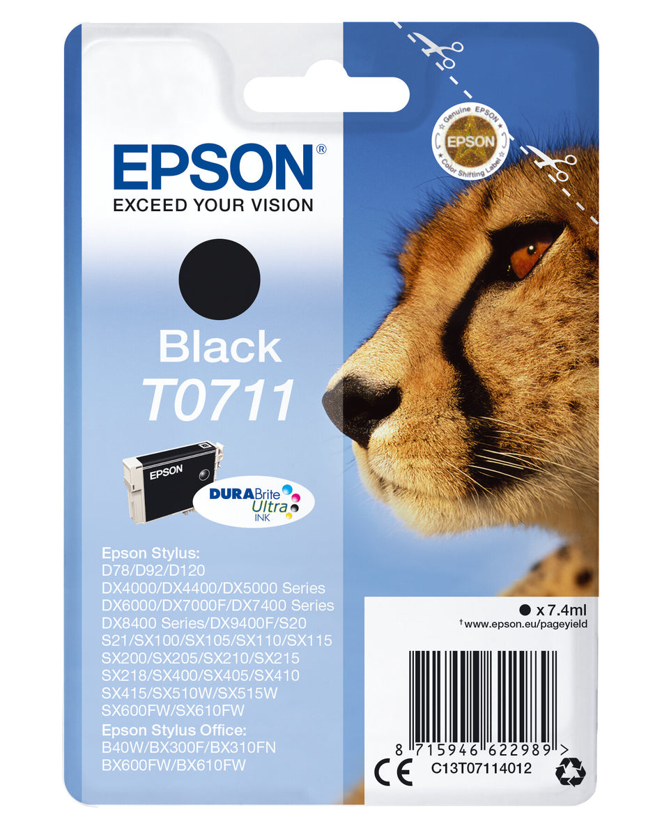 Epson Singlepack Black T0711 DURABrite Ultra Ink