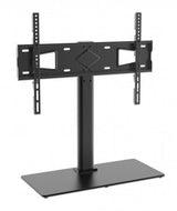 Manhattan TV & Monitor Mount, Desk, 1 screen, Screen Sizes: 32-65", Black, Stand Assembly, VESA 100X100 to 600 X 400mm, Max 45kg, Tempered Glass Base, Lifetime Warranty