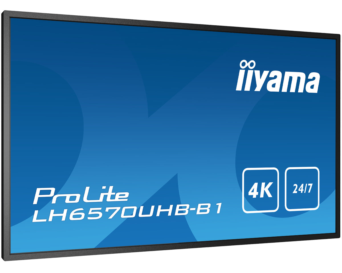 iiyama LH6570UHB-B1 Signage Display Digital signage flat panel 163.8 cm (64.5") VA 700 cd/m² 4K Ultra HD Black Built-in processor Android 9.0 24/7