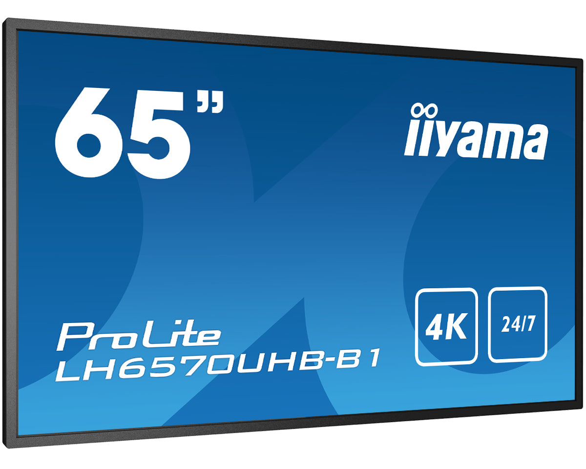 iiyama LH6570UHB-B1 Signage Display Digital signage flat panel 163.8 cm (64.5") VA 700 cd/m² 4K Ultra HD Black Built-in processor Android 9.0 24/7