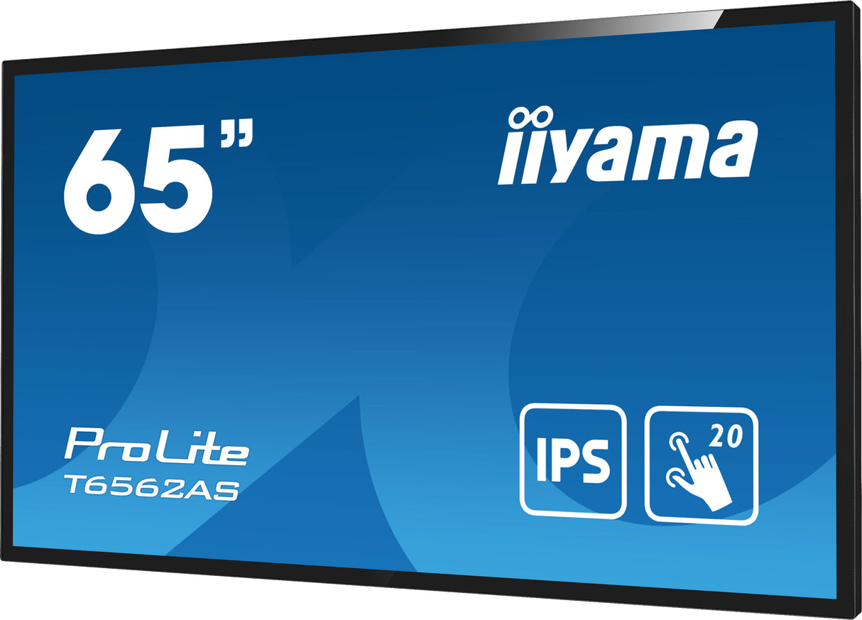 iiyama T6562AS-B1 Signage Display Interactive flat panel 163.8 cm (64.5") IPS 500 cd/m² 4K Ultra HD Black Touchscreen Built-in processor Android 8.0 24/7