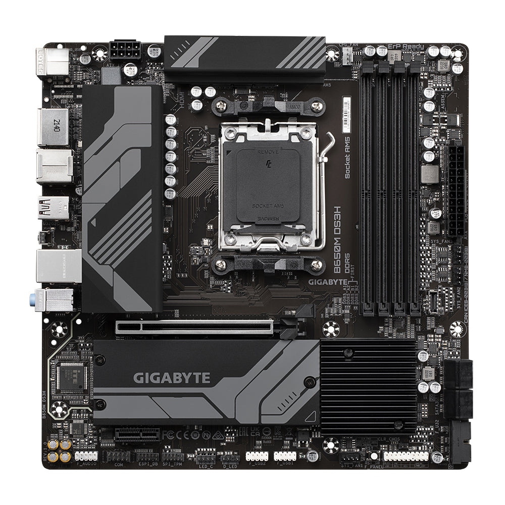 GIGABYTE B650M DS3H Motherboard - Supports AMD Ryzen 8000 CPUs, 6+2+1 Phases Digital VRM, up to 8000MHz DDR5, 2xPCIe 4.0 M.2, 2.5GbE LAN , USB 3.2 Gen 2