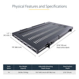 StarTech.com 1U 4-Post Adjustable Vented Server Rack Mount Shelf - 330lbs(150 kg) - 19.5 to 38in Adjustable Mounting Depth Universal Tray for 19" AV/ Network Equipment Rack - 27.5in Deep