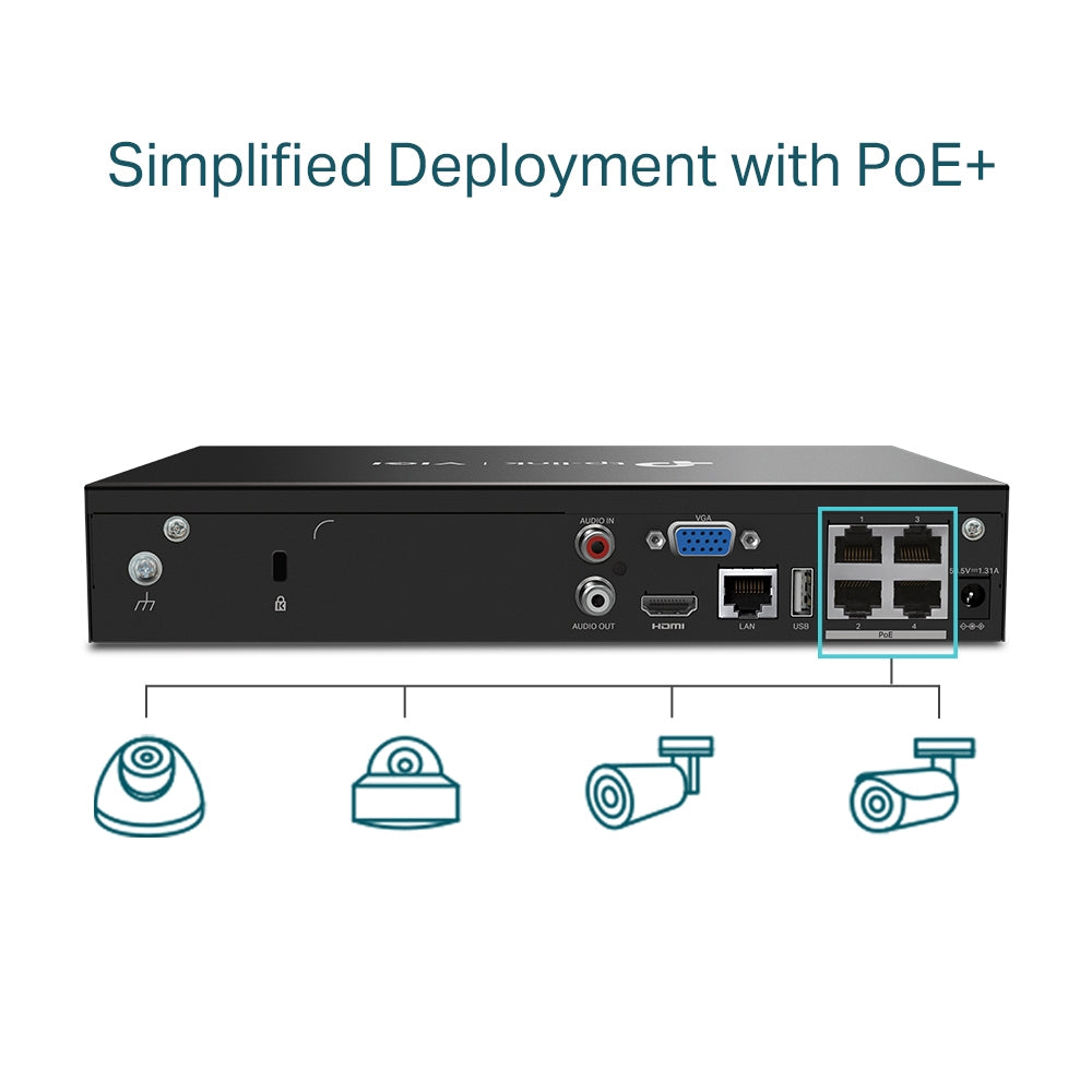 TP-Link VIGI 4 Channel PoE+ Network Video Recorder