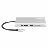 Manhattan USB-C Dock/Hub with Card Reader and MST, Ports (x10): Ethernet, 4K HDMI (X3), USB-A (x3) and USB-C (x2), With Power Delivery (100W) to 1x USB-C Port (USB-C wall charger/ cable needed)