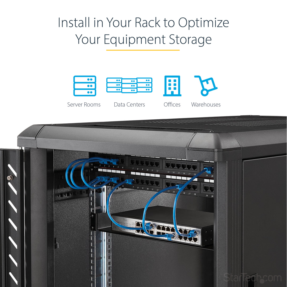 StarTech.com 1U Server Rack Shelf - Universal Rack Mount Cantilever Shelf for 19" Network Equipment Rack & Cabinet - Heavy Duty Steel – Weight Capacity 33lb/15kg - 7" Deep Tray, Black