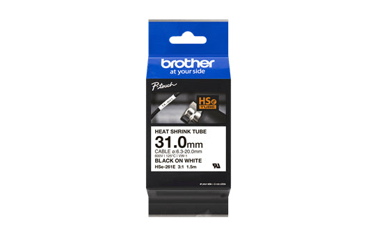 Brother HSE-261E Heat Shrink Tubes black on white 31mm x 1,5m for Brother P-Touch TZ 3.5-36mm HSE