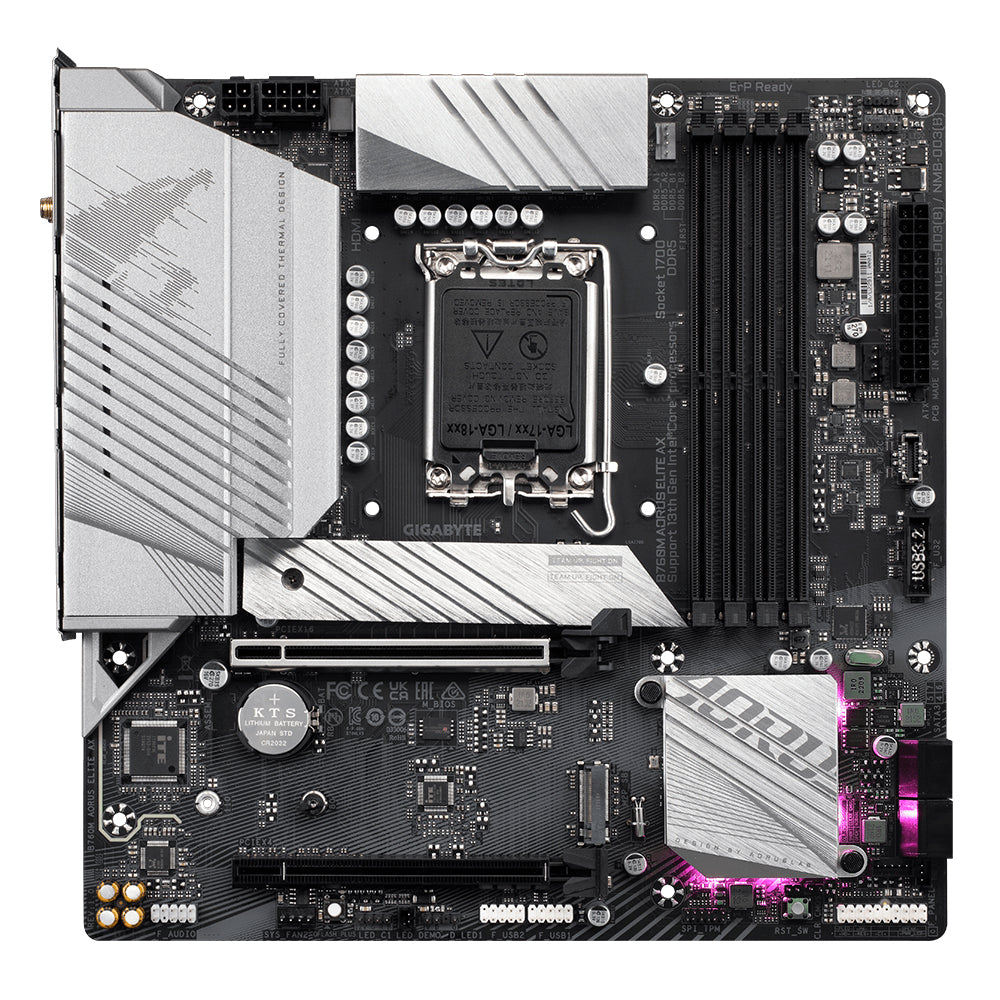 GIGABYTE B760M AORUS ELITE AX Motherboard - Supports Intel Core 14th Gen CPUs, 12*+1+1 Phases Digital VRM, up to 7800MHz DDR5 (OC), 2xPCIe 4.0 M.2, Wi-Fi 6E, 2.5GbE LAN, USB 3.2 Gen 2