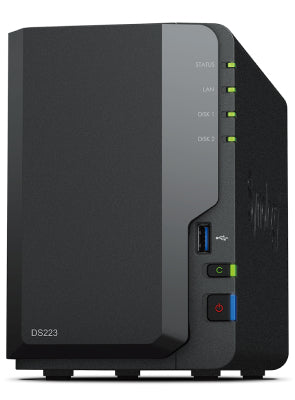 Synology DS223 NAS Desktop Realtek RTD1619B 2 GB DDR4 12 TB HDD DiskStation Manager Black