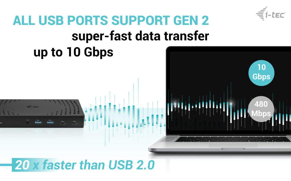 i-tec USB 3.0 / USB-C / Thunderbolt, 3x 4K Docking Station Gen 2 + Power Delivery 100W