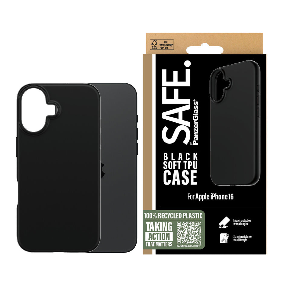 PanzerGlass SAFE. by ® TPU Case Black iPhone 16