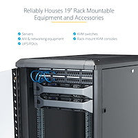 StarTech.com 4-Post 22U Server Rack Cabinet, Lockable 19" Data Rack Cabinet for Computer / AV / IT Equipment, Office / Home Network Rack with Casters & Adjustable Mounting Rails