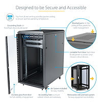 StarTech.com 4-Post 22U Server Rack Cabinet, Lockable 19" Data Rack Cabinet for Computer / AV / IT Equipment, Office / Home Network Rack with Casters & Adjustable Mounting Rails