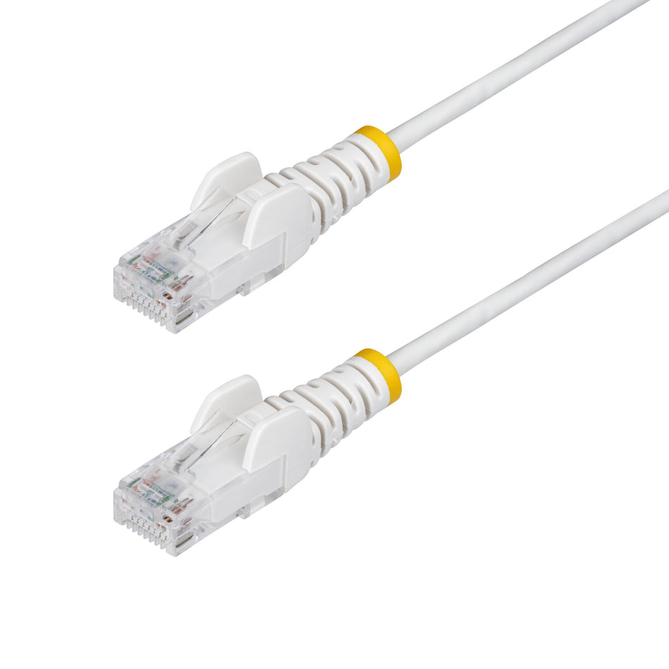 StarTech.com 7m White Slim CAT6 Ethernet Cable, Snagless, 100W PoE, UTP, LSZH, 28AWG Pure Bare Copper Wire, Slim RJ45 Network Patch Cord w/Strain Reliefs, Fluke Tested