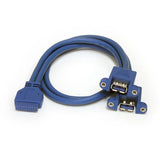 StarTech.com 2 Port Panel Mount USB 3.0 Cable - USB A to Motherboard Header Cable F/F