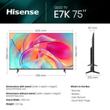 Hisense 75e7kqtuk 190.5 cm (75") 4K Ultra HD Smart TV Wi-Fi Black 300 cd/m²