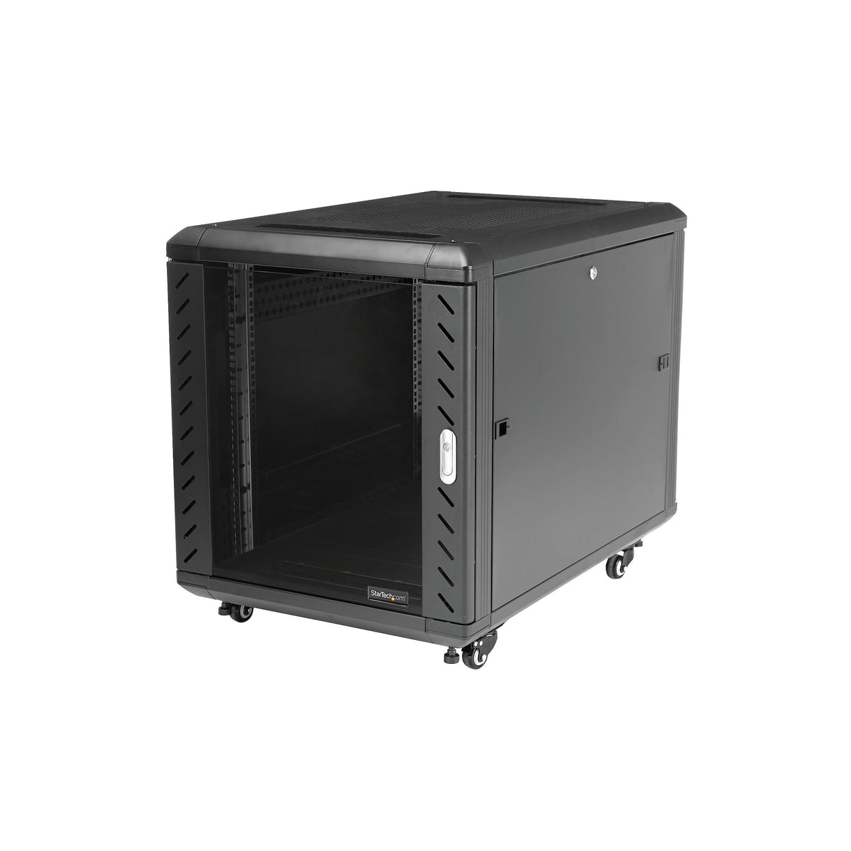 StarTech.com 4-Post 12U Server Rack Cabinet, Lockable 19" Data Rack Cabinet for Computer / AV / IT Equipment, Office / Home Network Rack with Casters & Adjustable Mounting Rails