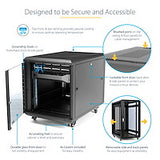 StarTech.com 4-Post 12U Server Rack Cabinet, Lockable 19" Data Rack Cabinet for Computer / AV / IT Equipment, Office / Home Network Rack with Casters & Adjustable Mounting Rails