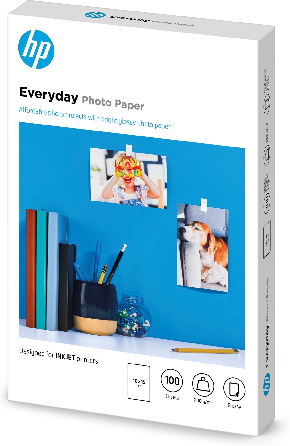 HP Everyday Photo Paper, Glossy, 200 g/m2, 10 x 15 cm (101 x 152 mm), 100 sheets