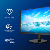 Philips V Line 275V8LA/00 computer monitor 68.6 cm (27") 2560 x 1440 pixels Quad HD LED Black