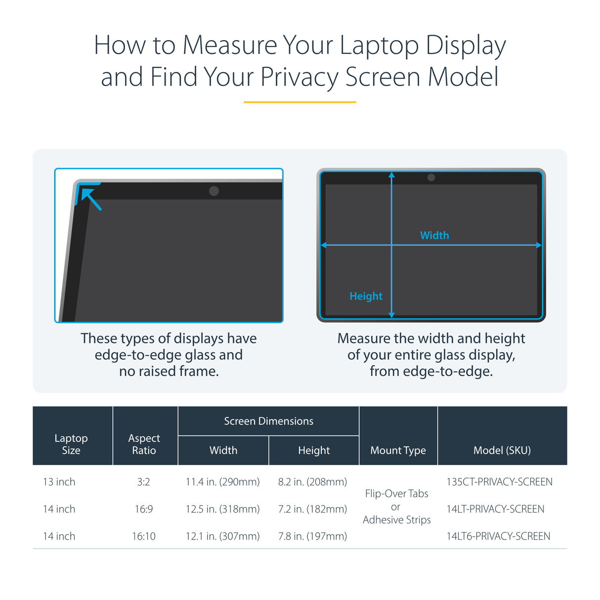 StarTech.com 14-inch 16:9 Touch Privacy Screen, Anti-Glare Privacy Filter, Laptop Monitor Screen Protector with 51% Blue Light Reduction, Flip-Over