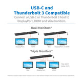 Tripp Lite U442-DOCK7D-B USB-C Dock, Triple Display - 4K HDMI & DP, VGA, USB 3.x (5Gbps) and USB 2.0 Hub Ports, GbE, 100W PD Charging