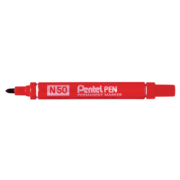 Pentel N 50 permanent marker Bullet tip Red 12 pc(s)