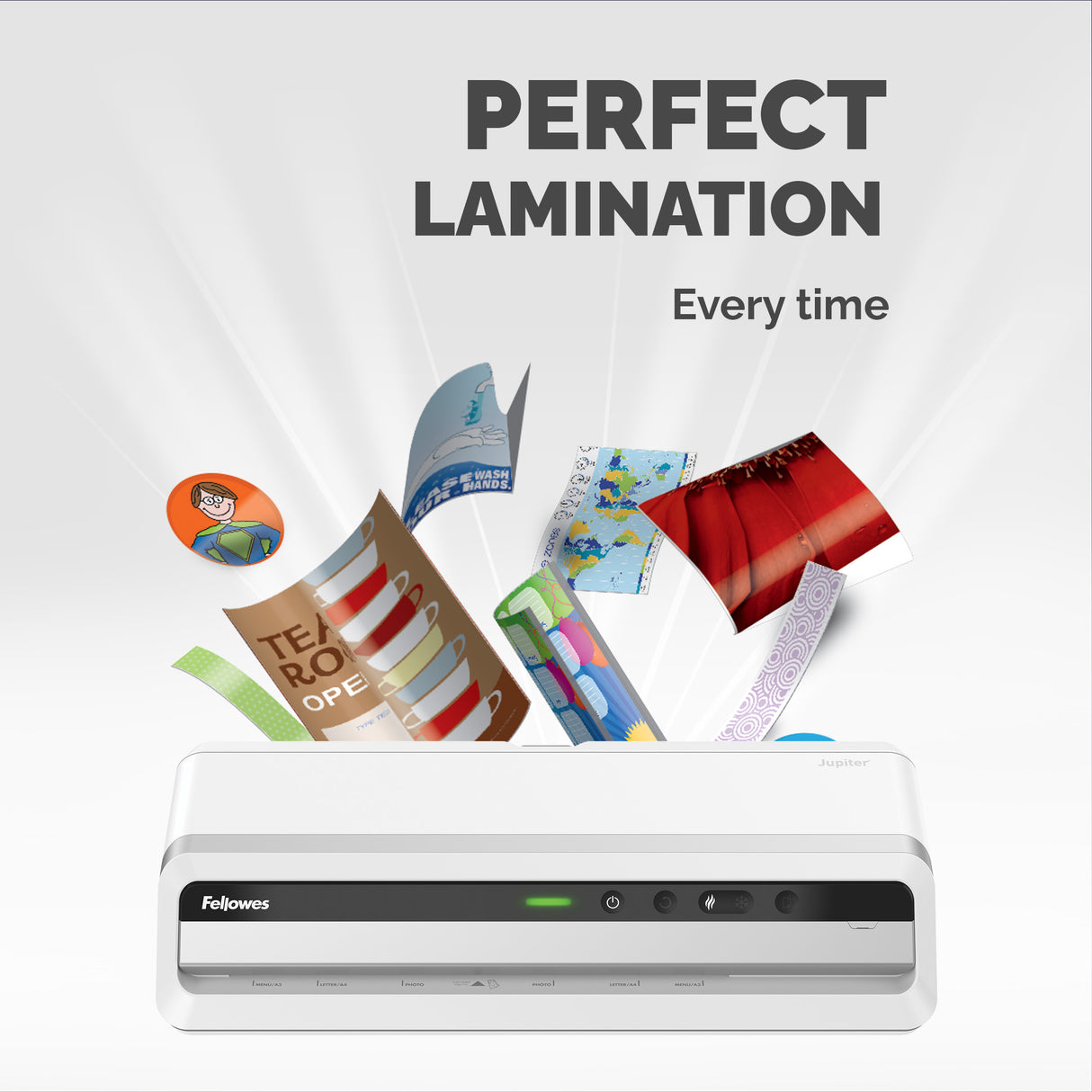 Fellowes A3 Laminator Machine Jupiter A3 Laminating Machine 80 to 250 Micron 10 A4 Laminating Pouch Starter Pack Included White