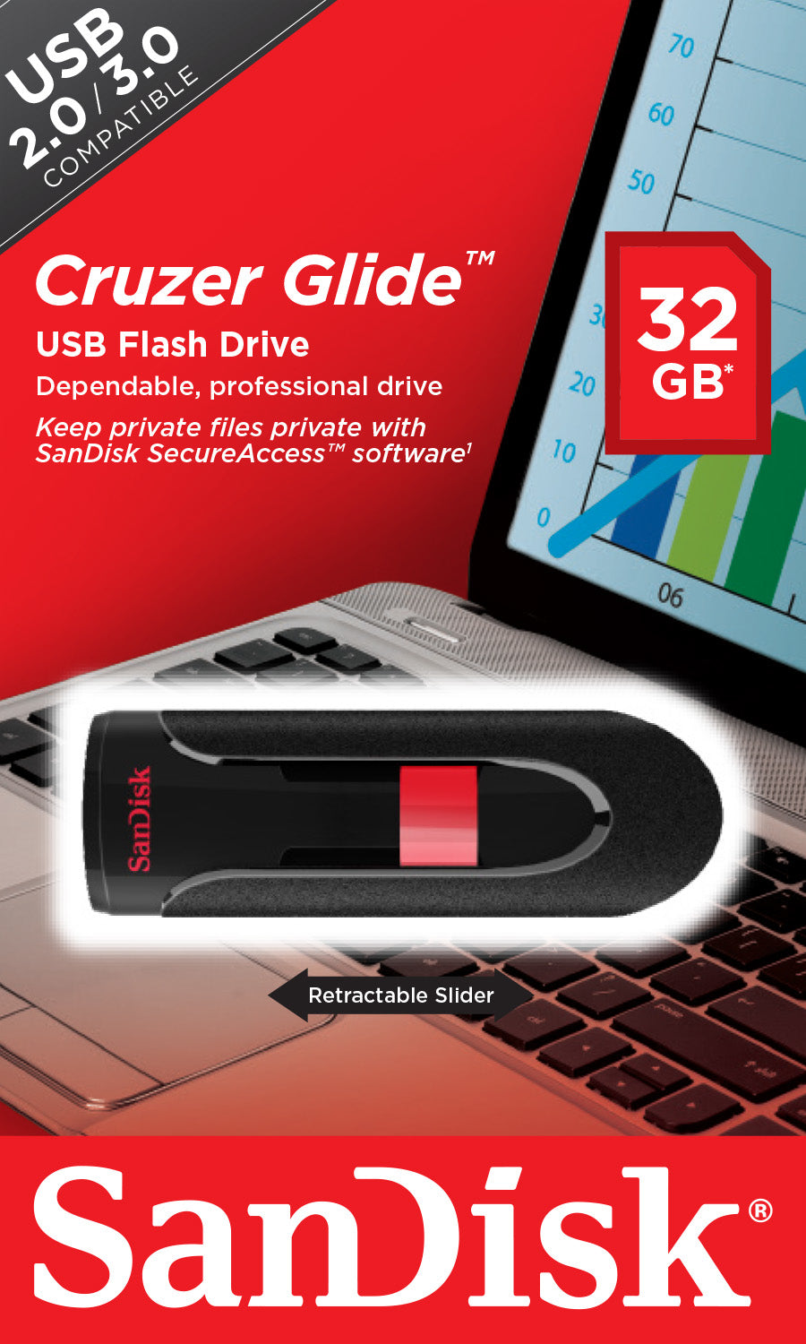 SanDisk Cruzer Glide USB flash drive 32 GB USB Type-A 2.0 Black, Red