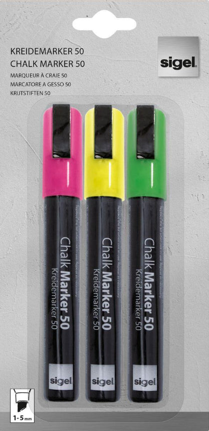 Sigel GL182 marker 3 pc(s) Chisel tip Green, Pink, Yellow