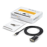 StarTech.com 6ft (1.8m) 1-Port USB to Serial RS232 Adapter, FTDI DB9 Serial DCE Adapter Cable, Null Modem, USB 2.0 - TAA