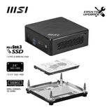 MSI Cubi N ADL S Intel N100 Desktop PC, NUC, SFF, Mini Computer, HTPC, (4GB RAM, 128GB SSD, Windows 11 PRO), Fanless/UHD Graphics/Type C/HDMI/DisplayPort/Dual LAN/WiFi 5/BT 5.1/VESA