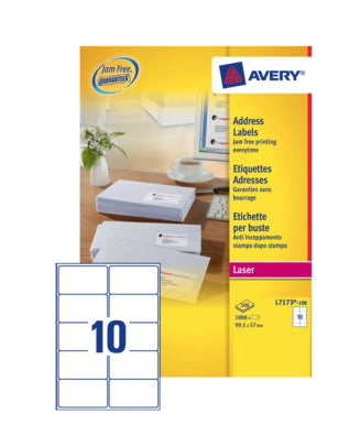 Avery L7173-100 addressing label White Self-adhesive label