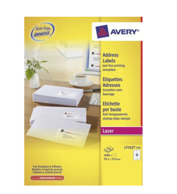 Avery L7162-250 addressing label White Self-adhesive label