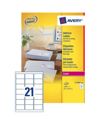 Avery L7160-250 addressing label White Self-adhesive label