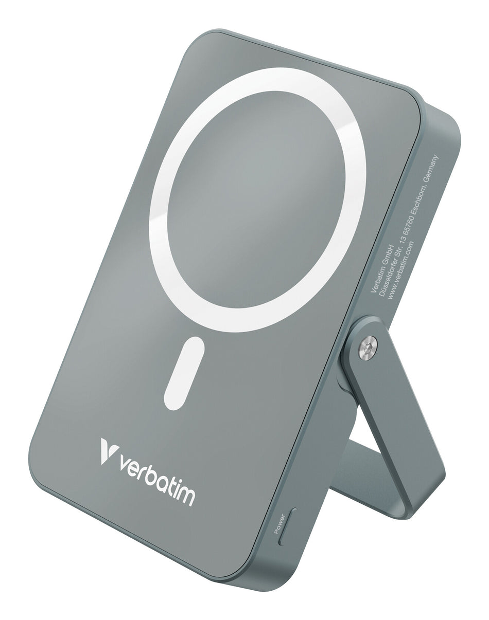 Verbatim Charge 'n' Go Magnetic Wireless Power Bank with stand - 10000 mAh Grey