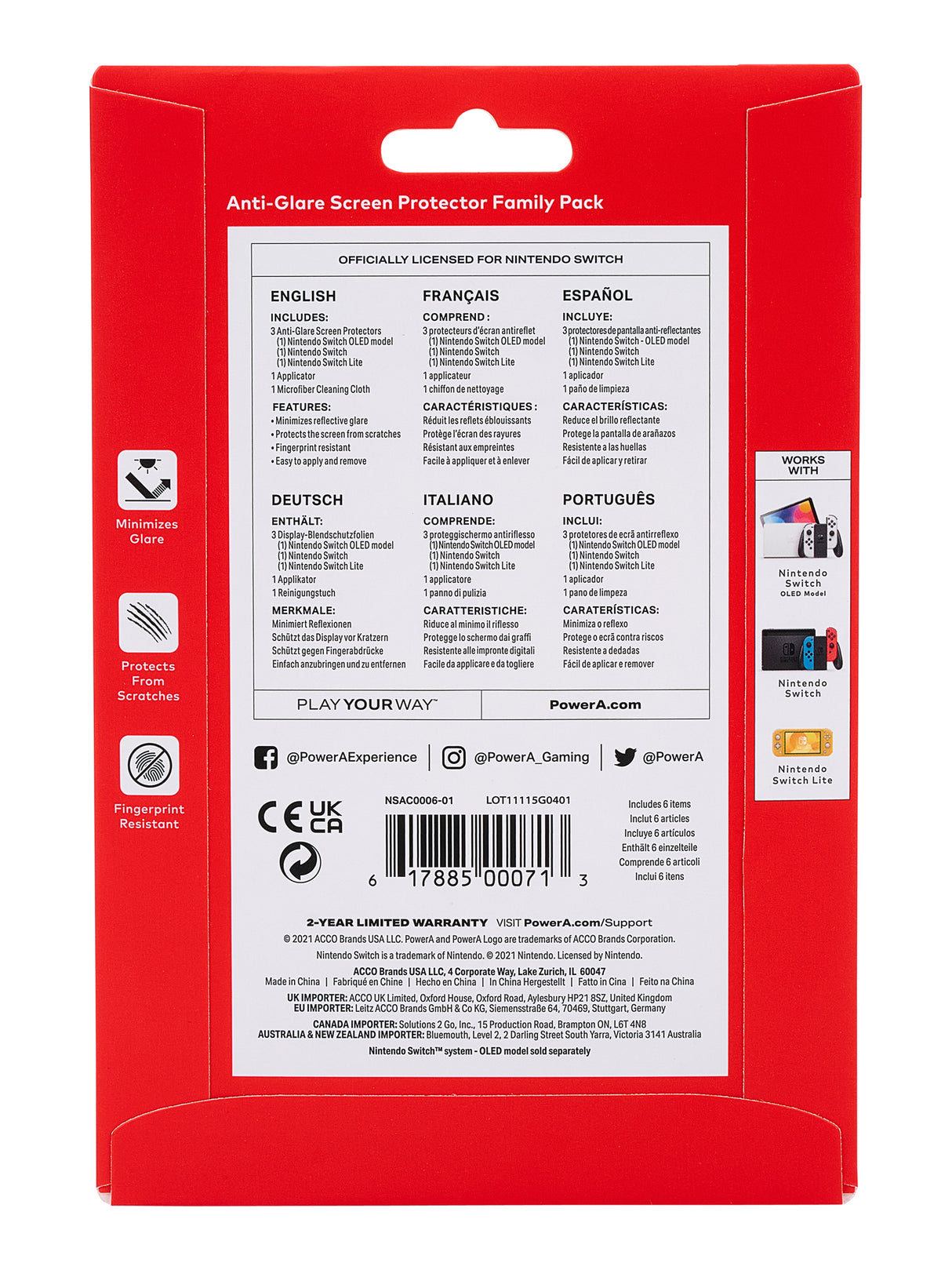 PowerA NSAC0006-02 tablet screen protector Anti-glare screen protector Nintendo 3 pc(s)