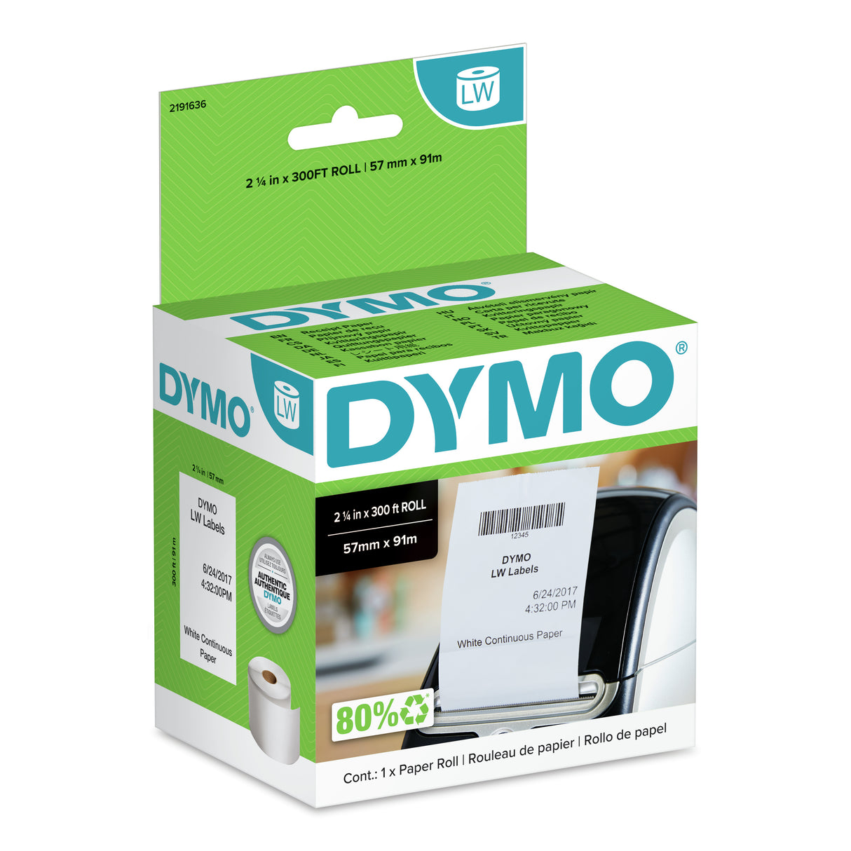 DYMO ® LabelWriter™ Continuous Paper Rolls FSC™ - 57 x 91m