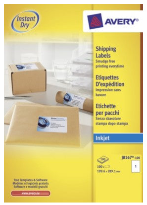 Avery J8167-100 self-adhesive label White 100 pc(s)