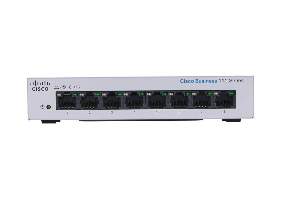 Cisco Business CBS110-8T-D Unmanaged Switch | 8 Port GE | Desktop | Ext PS | Limited Lifetime Protection (CBS110-8T-D)