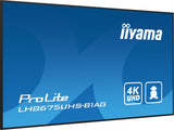 iiyama LH8675UHS-B1AG Signage Display Digital signage flat panel 2.17 m (85.6") LCD Wi-Fi 500 cd/m² 4K Ultra HD Black Built-in processor Android 11 24/7